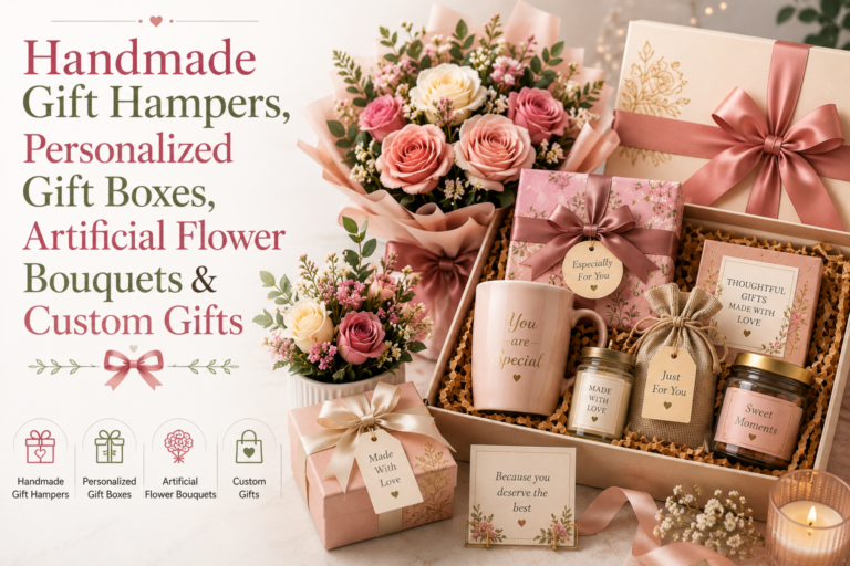 Handmade Gift Hampers, Personalized Gift Boxes, Artificial Flower Bouquets & Custom Gifts